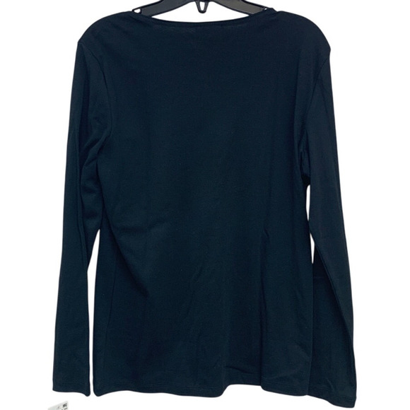 NWT New Holiday Lane Womens XXL Hanukkah Holiday Long Sleeve Black Tee Shirt - Picture 3 of 5